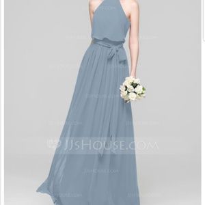Dusty Blue/Steel Blue Chiffon Bridesmaid Dress